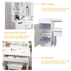 Mainstays Get Ready with Me GRWM Deluxe 2-Piece Vanity and Stool with Lighted Mirror and USB Power, White Finish