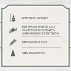9' Pre-Lit Green Cypress Artificial Christmas Tree with 600 Warm White Twinkle LED Lights, by My Texas House
