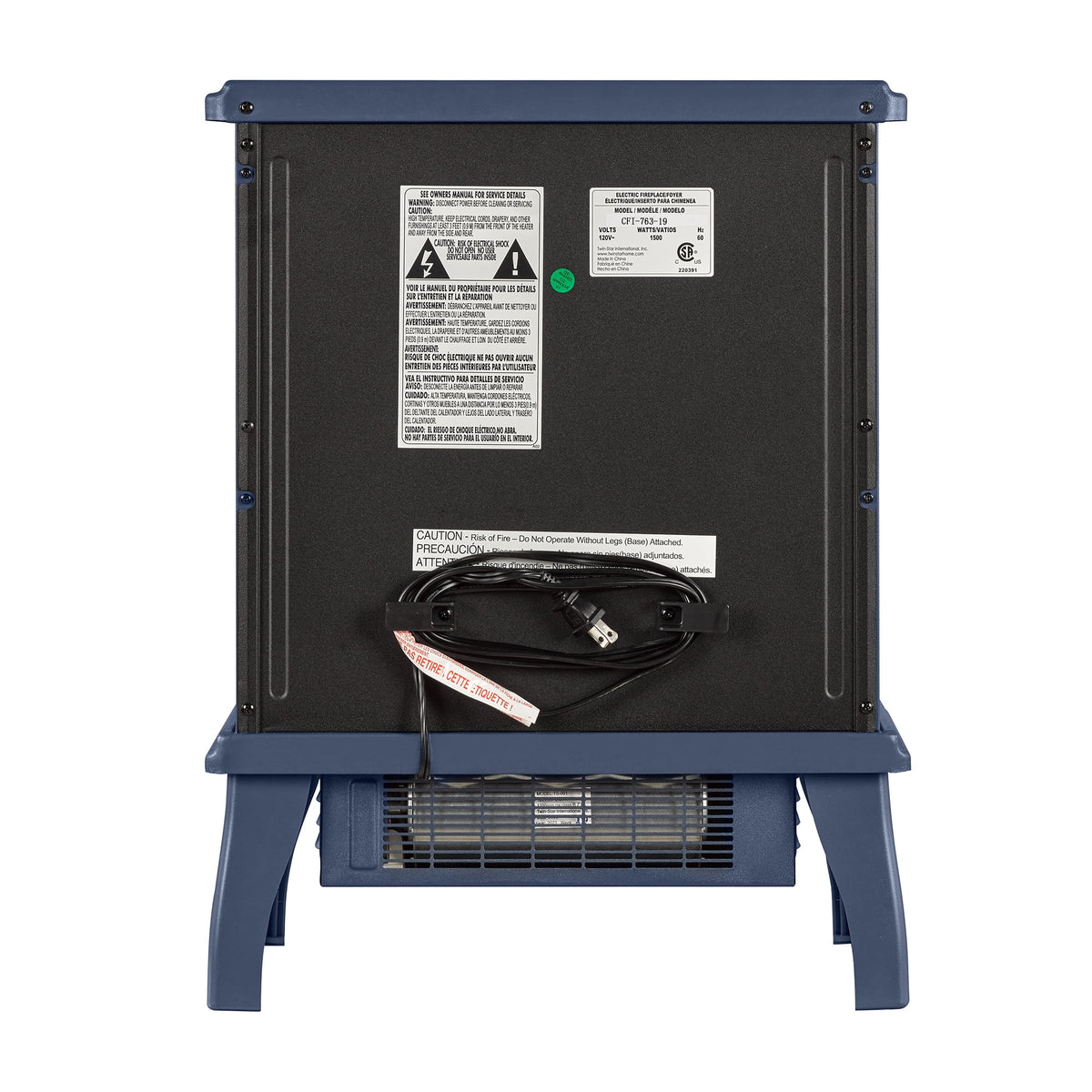 ClassicFlame 17.5"W Infrared Quartz Electric Stove Heater, Insignia Blue