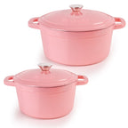 BergHOFF Neo 4Pc Cast Iron Set: 3qt. Covered Dutch Oven & 7qt. Covered Stockpot, Blue