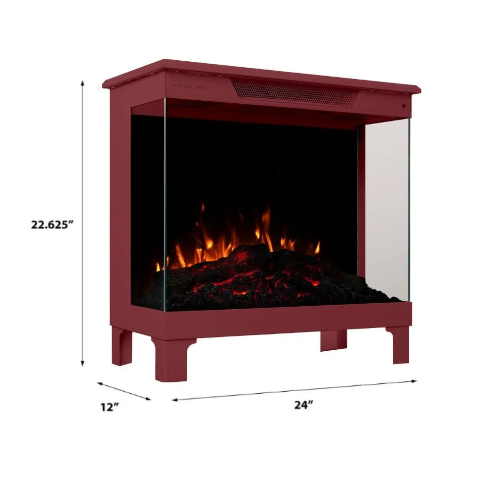 Modern Ember 24-in 3-Sided Freestanding Electric Stove in Black ME-24-3SD-BLK