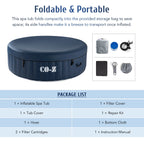 CO-Z 5x5ft PVC Square Inflatable Spa Tub & 120 Massaging Jets for Patio & More for 4-person Blue