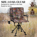 Danrelax 360�� Silent Camo Hunting Blind Chair, Armrests, Side Pouch, Telescopic Legs