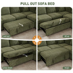 BedLuxury 83" Sectional Sleeper Sofa with Pull Out Bed, L Shaped Couch with Storage Seat for Living Room, Gray