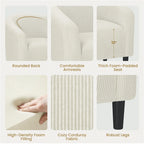 Yaheetech Upholstered Club Chair Accent Barrel Chair, Ivory