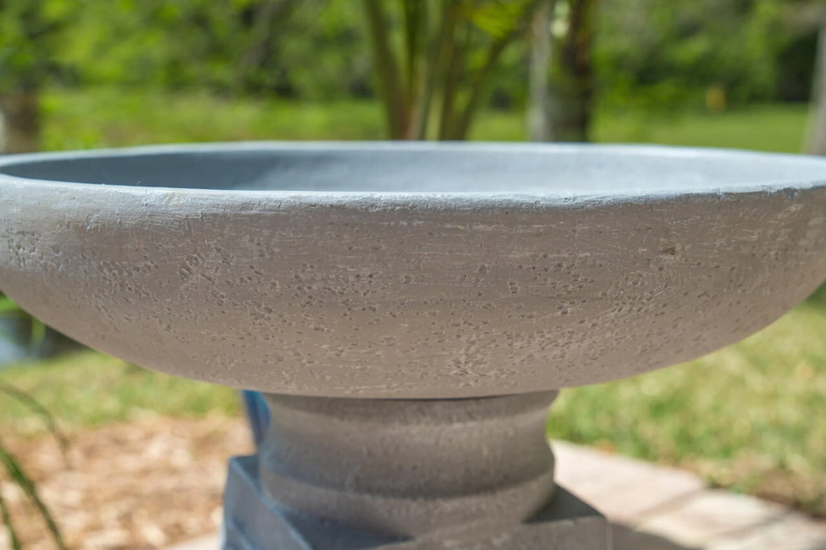 Pedestal Outdoor Bird Bath with Gray Finish
