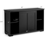 Costway Kitchen Storage Cabinet Sideboard Buffet Cupboard Wood Sliding Door Pantry White