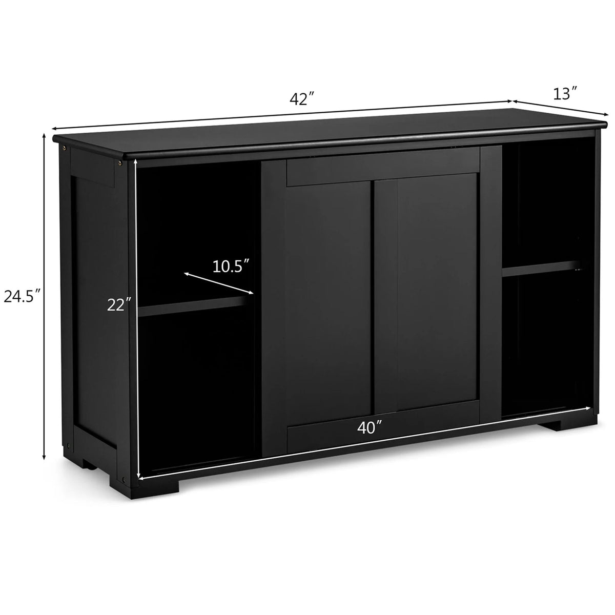 Costway Kitchen Storage Cabinet Sideboard Buffet Cupboard Wood Sliding Door Pantry White