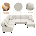 Harper & Bright Designs Modular Sectional Sofa with Ottoman Couch L Shape Corner Sofa Sets 7 Seats Fabric Couch for Living Room, Black, 112 * 87 inch