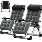 NAIZEA 2 Pack Zero Gravity Chair, Foldable Portable Lawn Recliner with Cushion, Headrest, Cup Holder, Black