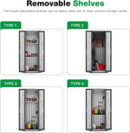 AECOJOY Outdoor Storage Cabinet for Garden & Patio, a Metal Organizer with Doors and Shelves in Gray