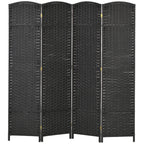 Privacy Screen HOMCOM Room Divider, 4 Panel Folding Privacy Screen, 5.6' Tall Freestanding Partition for Home Office, Bedroom, Black,Outdoor Privacy Screen