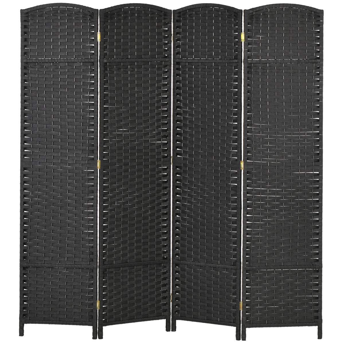 Privacy Screen HOMCOM Room Divider, 4 Panel Folding Privacy Screen, 5.6' Tall Freestanding Partition for Home Office, Bedroom, Black,Outdoor Privacy Screen