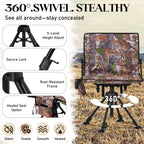 Danrelax 360�� Silent Camo Hunting Blind Chair, Armrests, Side Pouch, Telescopic Legs