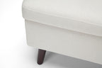 OFM Mid Century Modern Tufted Fabric Storage Ottoman, Walnut Legs, in Beige