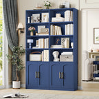 Homfa 73�� Tall Bookcases with Doors, 8 Cubes 6-Tier Double Row Bookshelf, White Bookcase for Living Room Home Office