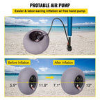VEVOR Beach Balloon Wheels, 13" Replacement Sand Tires, TPU Cart Tires for Kayak Dolly, Canoe Cart and Buggy w/ Free Air Pump, 2-Pack