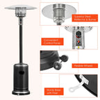 Costway 50000 BTU Propane Patio Heater Standing Steel with Wheels Grey