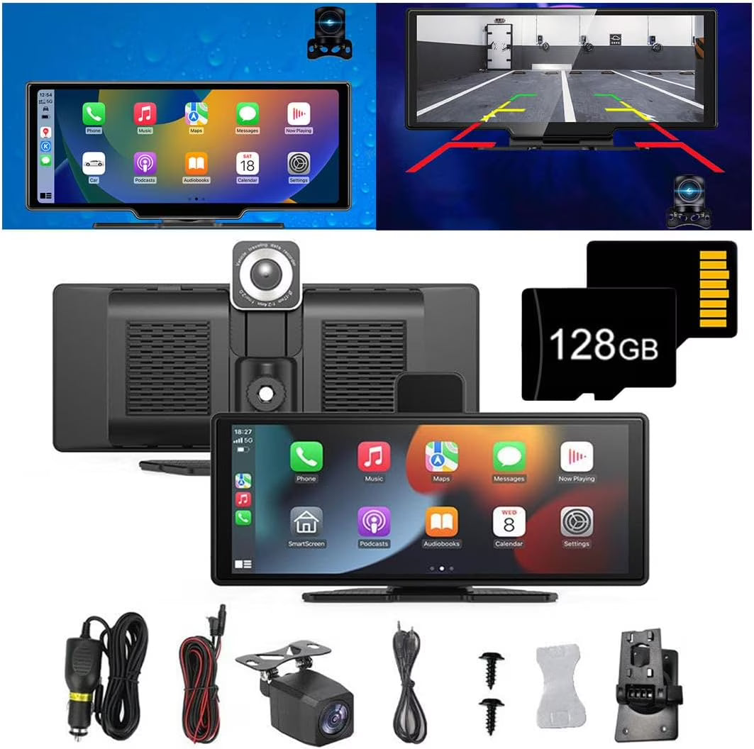 Cartablet Pro Max 2025 Model, 10.26" HD Car Tablet with 4k Dash Cam, Car Tablet Pro Max 2025, 1080p Backup Camera, GPS Navigation/Voice Control (Recorder+Reversing Camera+Screen Projection(128G))