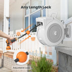 Giraffe Tools Retractable Garden Hose Reel with 1/2in-100ft Water Hose, Plastic Bracket, Wall Mounted, Dark Grey