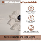 Mondawe 15ft Patio Umbrella Rectangular Outdoor Market Umbrella with Base and LED Lights Beige