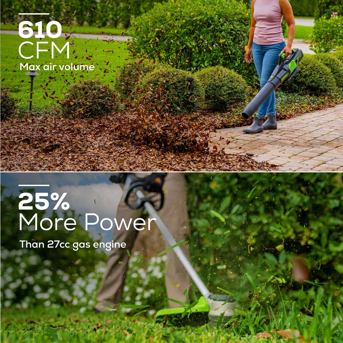 Greenworks 60V Cordless 13" String Trimmer and 125 MPH 450 CFM Leaf Blower Combo Kit, 4Ah Battery & Charger
