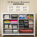 EnHomee White Dresser for Bedroom with 10 Drawers Modern Wood Dressers Chests of Drawers Wide Dresser for Adults