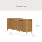 My Texas House Linden Fluted Buffet Cabinet Sideboard with Adjustable Shelves, Warm Brown