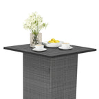 Topcobe 5 Pieces Outdoor Wicker Bar Table Set with Hidden Storage Shelves, Outdoor Patio Furniture for Garden Backyard Pool Deck-White