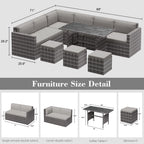 Bifanuo 7 Piece Patio Furniture Set, Outdoor Furniture Patio Sectional Sofa, All Weather PE Rattan Outdoor Sectional with Beige Cushions and Table, Black Wicker
