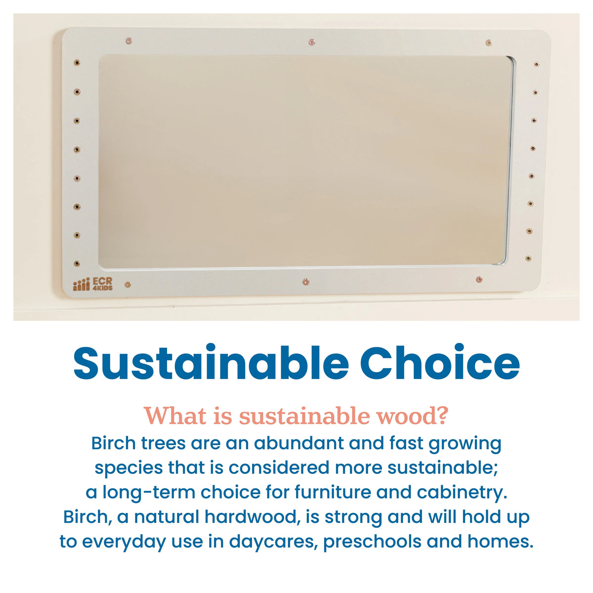 ECR4Kids Wall-Mounted Coordination Mirror, Natural