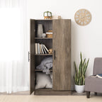 Prepac Adjustable Shelves Cabinet - Functional Tall Garage Table, 16"D x 32"W x 65"H Freestanding Garage Cabinet with 2-Doors, Light Gray - GES-3264