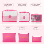 9 Piece Luggage Sets, Hard 20 24 28 inch Luggage with 6 Pieces Organize Bags Travel Suitcases Sets with Wheels, Rose