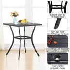 Sophia & William 3 Pieces Patio Outdoor Bar Stools Bistro Set Rattan Wicker Chairs & Square Metal Table Furniture Set
