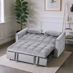 Gewnee 55'' Modern Convertible Velvet Sofa Bed with Pull-Out Twin Bed, Adjustable Backrest for Living Room, Office (Dark Gray)