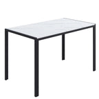 5 Piece Dining Room Table Set, Modern Dining Table Sets with Gray Velvet Upholstered Chairs for 4, Faux Marble Pattern Rectangle Kitchen Table Set for Bar Living Room Breakfast Nook Small Space