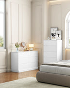 White Dressers Bedroom Dresser 6 Drawer Storage Chest of Drawers Double Dresser Storage Side Cabinet Room Furniture for Bedroom Living Room