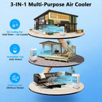 Garvee Air Coolers For Home Quiet,Evaporative Air Cooler 4100 CFM Swamp Cooler Air Conditioner with Remote Control and 4 Ice Packs, 3 Modes & Wind Speeds for Outdoor, Indoor, Garage, 15.8 Gallons