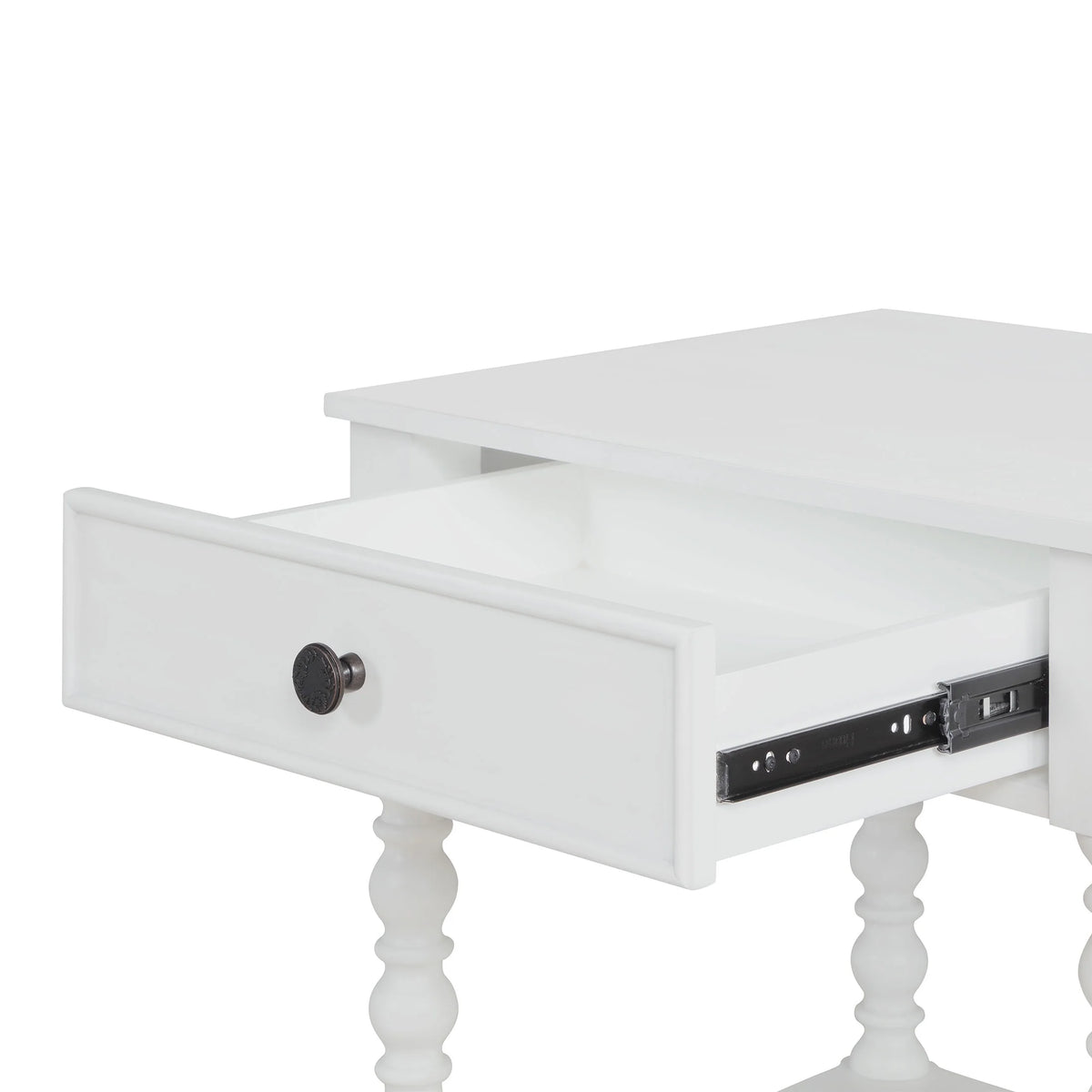 Pioneer Woman Harper Spindle Nightstand with USB Charging Ports, Adults and Teens, White Finish