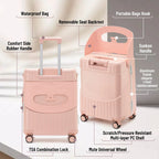 22 Inch TSA Lock Luggage with for Kids& Adult,Check in Lockable Spinner Wheels Free Luggage Cover and Safety Seatbelt Travel Suitcase