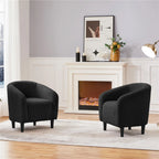 Yaheetech Upholstered Club Chair Accent Barrel Chair, Ivory