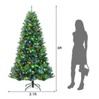 Costway 7ft Pre-lit Hinged Christmas Tree w/ Remote Control & 9 Lighting Modes