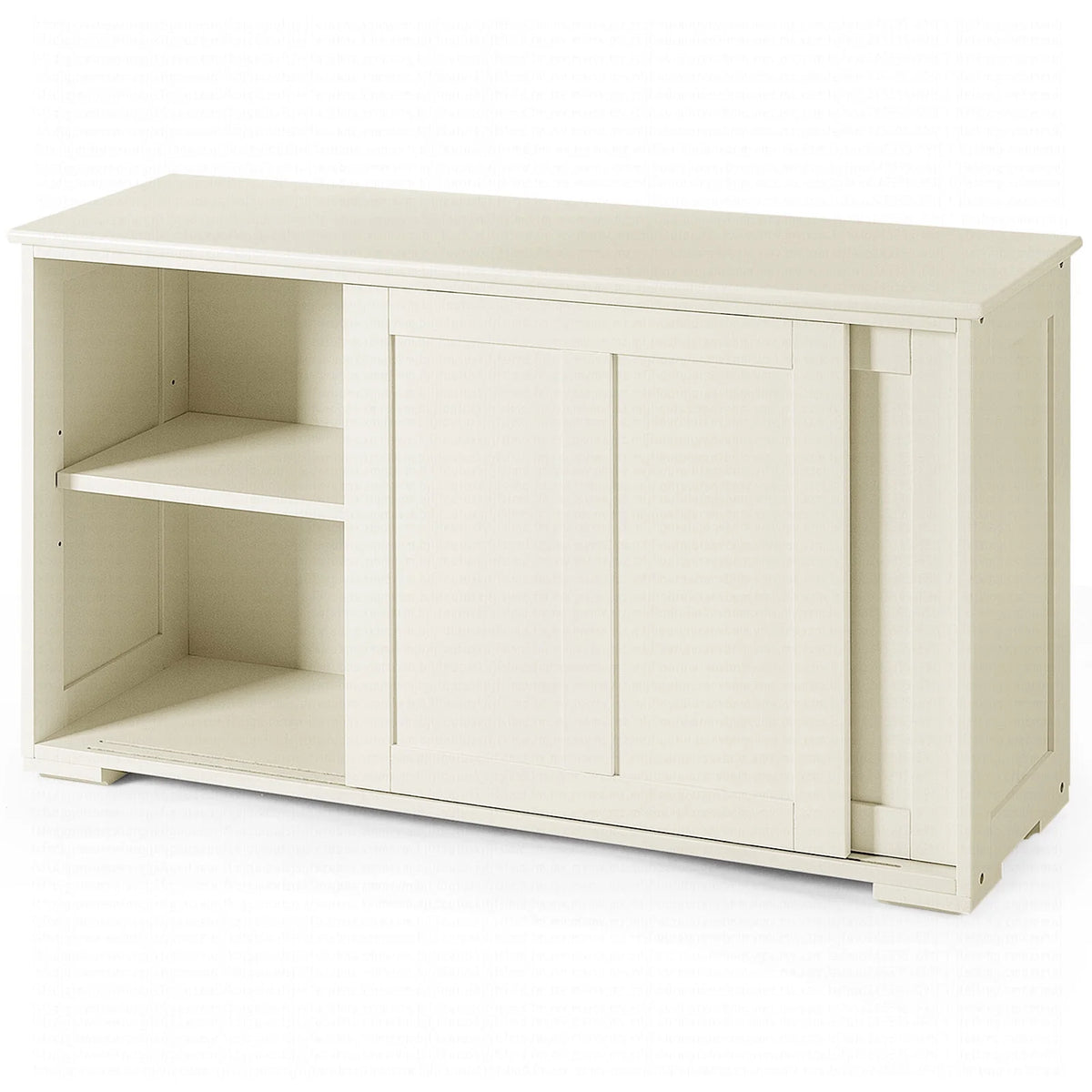 Costway Kitchen Storage Cabinet Sideboard Buffet Cupboard Wood Sliding Door Pantry White
