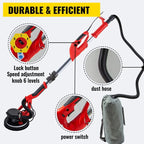 Drywall Sander 850W, Electric Drywall Sander, Electric Sander, with LED Strip Light and Vacuum Bag, Variable Speed 800-1750 RPM, Foldable Sheetrock Sander, with Telescope Handle, Wall Sander