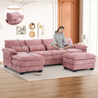 Rophefx 114.3" U Shaped Sectional Couches for Living Room,Cloud Couch,4 Seats Chenille Couch with Double Layer Cushion,Orange