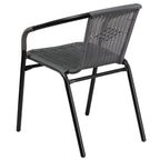 Emma + Oliver Indoor/Outdoor Stacking Rattan Restaurant Patio Chairs, Set of 2, Gray