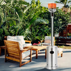 Costway 50000 BTU Propane Patio Heater Standing Steel with Wheels Grey