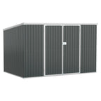 Outsunny 4.6' x 9' Metal Outdoor Storage Shed, Garden Utility Tool House with Double Lockable Doors for Backyard, Patio, Lawn, Garage, White