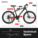 26" Mountain Bike for Adult, 21 Speed MTB with High-carbon Steel Frame, Orange
