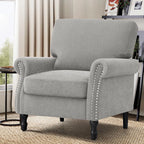 COOLHUT Modern Accent Chair Armchair, Linen Fabric Upholstered Comfy Single Sofa with Solid Wood Frame for Living Room, Gray
